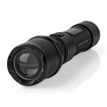 Dimmbar, uppladdningsbar LED-ficklampa i aluminium – 10 W / 5 V, 2200 mAh, IPX4, svart