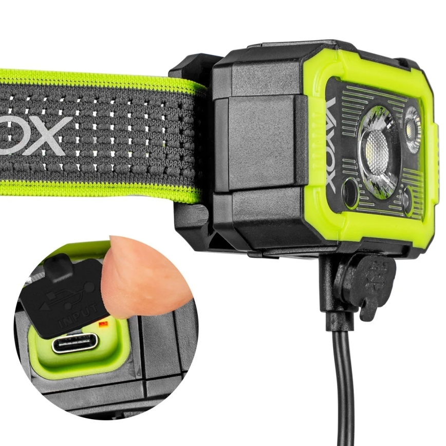 Dimbar uppladdningsbar LED-pannlampa med sensor, LED/10W/5V, IP66, 750 lm, 1500 mAh