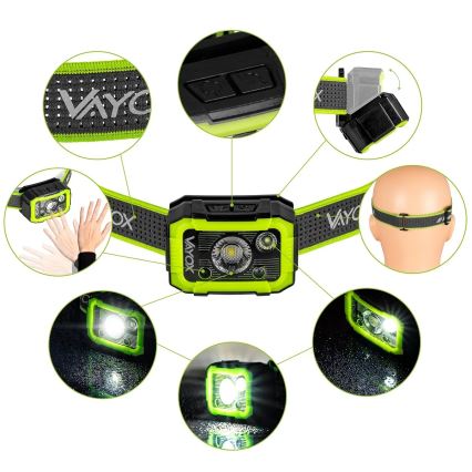 Dimbar uppladdningsbar LED-pannlampa med sensor, LED/10W/5V, IP66, 750 lm, 1500 mAh