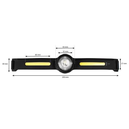 LED dimbar uppladdningsbar pannlampa med rött ljus LED/5V IPX4 550 lm 600 mAh