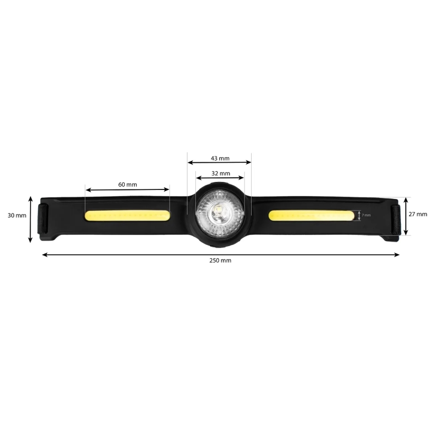 LED dimbar uppladdningsbar pannlampa med rött ljus LED/5V IPX4 550 lm 600 mAh