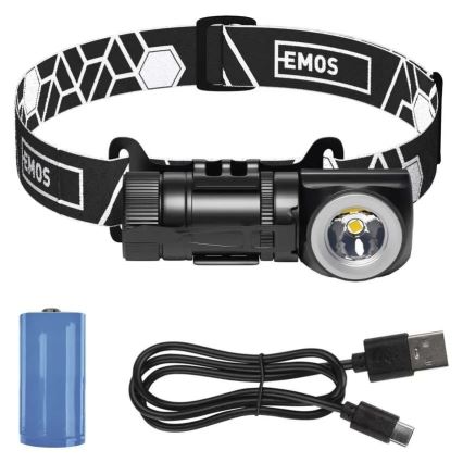 Dimmbar uppladdningsbar LED-pannlampa — 800 mAh, 3,7 V