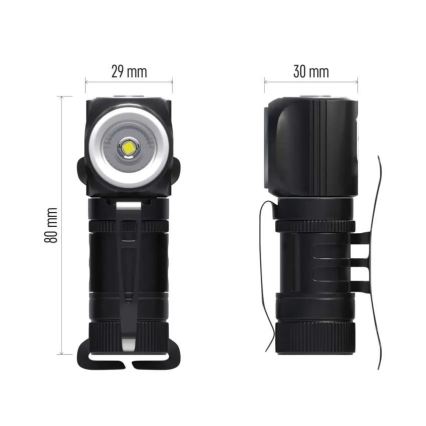 Dimmbar uppladdningsbar LED-pannlampa — 800 mAh, 3,7 V