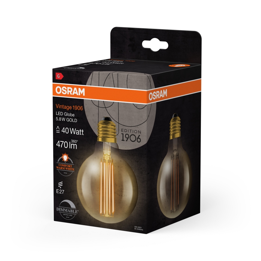 Dimmbar vintage LED-filamentlampa E27/5,8W/230V 2200K - Osram