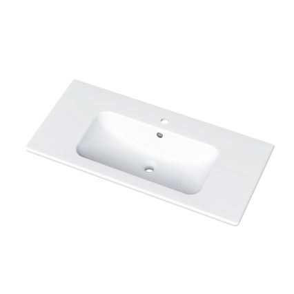 Dřevojas - Badrumsskåp med handfat BANO 100x47 cm ek/vit