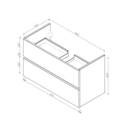 Dřevojas - Badrumsskåp med tvättställ BANO 100x47 cm mörk ek/vit