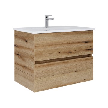 Dřevojas - Badrumsskåp med tvättställ BANO 78x47 cm ek/vit