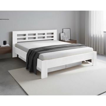 Dubbelsäng av massivt trä med förvaringsutrymme ANGELA 180x200 cm vit