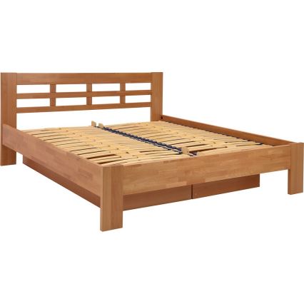 Dubbelsäng i massivt trä med förvaringsutrymme ANGELA 180x200 cm plommon