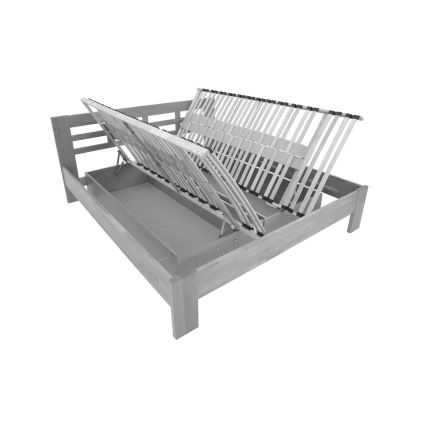 Dubbelsäng i massivt trä med förvaringsutrymme ANGELA 180x200 cm plommon