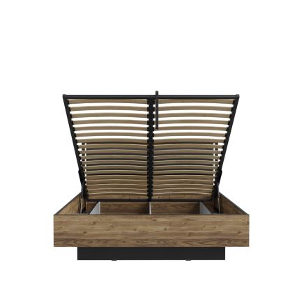 Dubbelsäng med förvaringsutrymme OREN 160x200 cm brun/svart