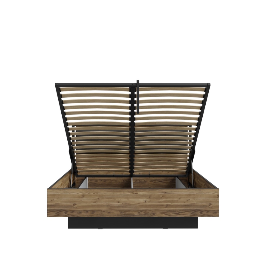 Dubbelsäng med förvaringsutrymme OREN 160x200 cm brun/svart
