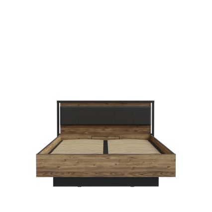 Dubbelsäng med förvaringsutrymme OREN 160x200 cm brun/svart