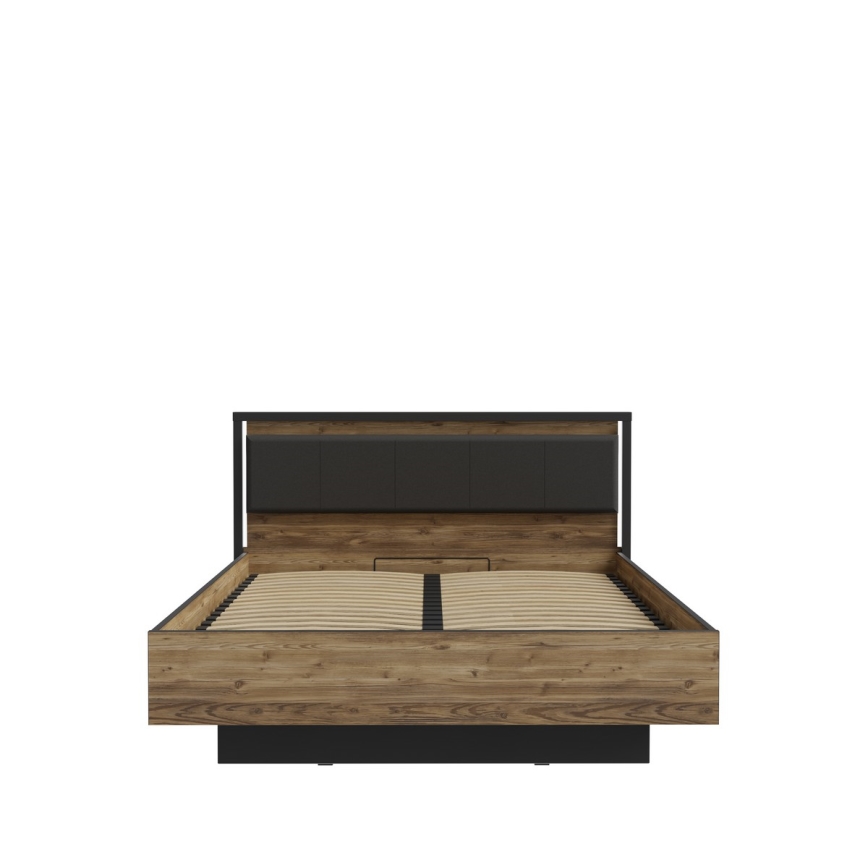 Dubbelsäng med förvaringsutrymme OREN 160x200 cm brun/svart