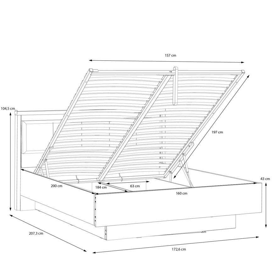 Dubbelsäng med förvaringsutrymme OREN 160x200 cm brun/svart