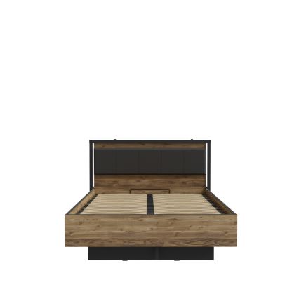 Dubbelsäng OREN 140x200 cm med förvaringsutrymme, brun/svart