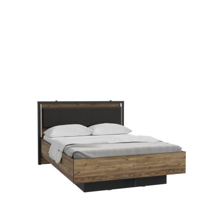 Dubbelsäng OREN 140x200 cm med förvaringsutrymme, brun/svart