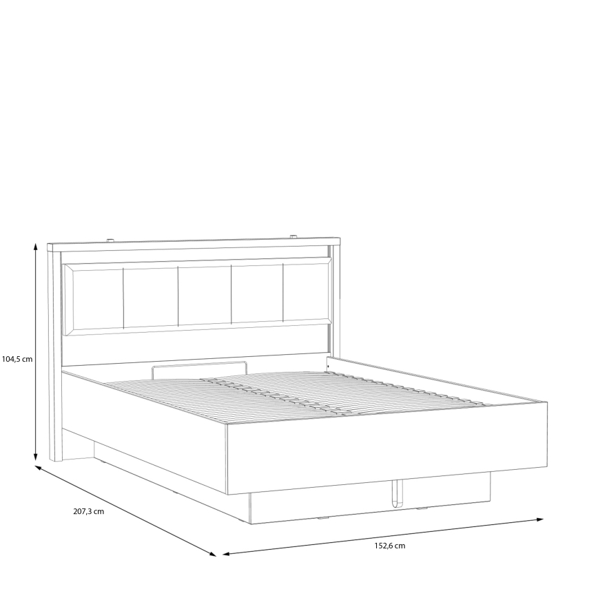 Dubbelsäng OREN 140x200 cm med förvaringsutrymme, brun/svart
