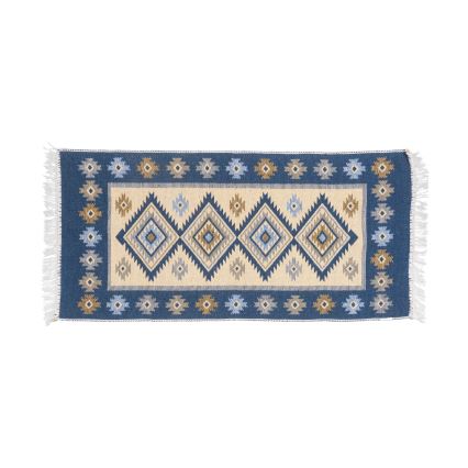 Dubbelsidig orientalisk matta KILIM 80x150 cm blå/beige