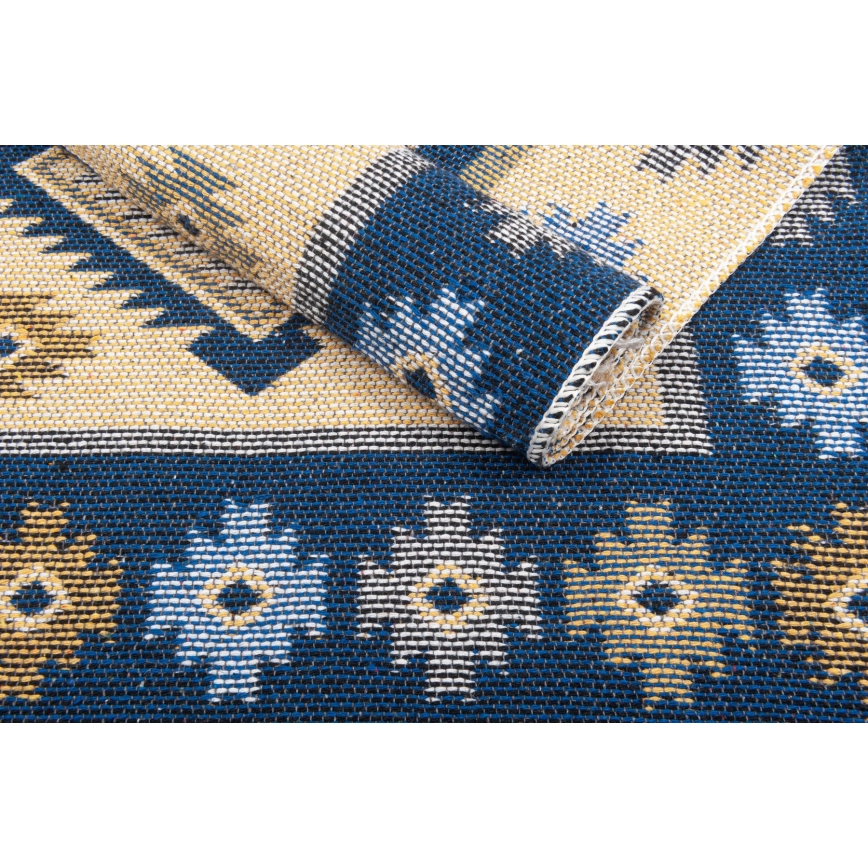 Dubbelsidig orientalisk matta KILIM 80x150 cm blå/beige