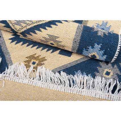 Dubbelsidig orientalisk matta KILIM 80x150 cm blå/beige