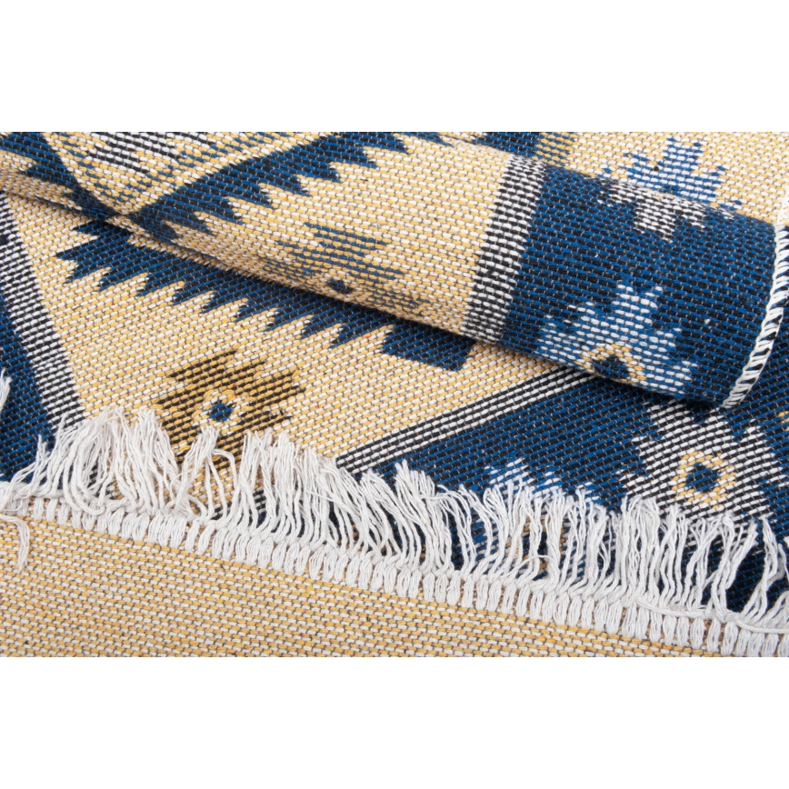 Dubbelsidig orientalisk matta KILIM 80x150 cm blå/beige