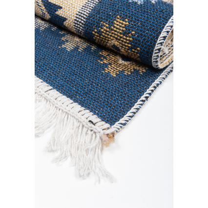 Dubbelsidig orientalisk matta KILIM 80x150 cm blå/beige