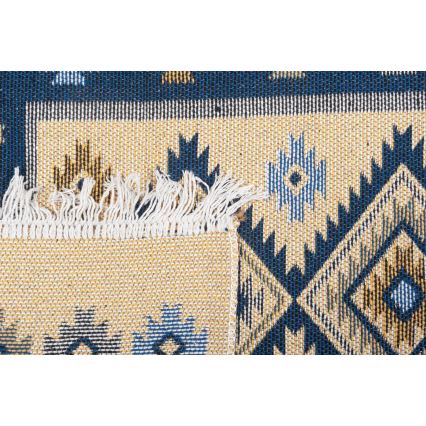 Dubbelsidig orientalisk matta KILIM 80x150 cm blå/beige
