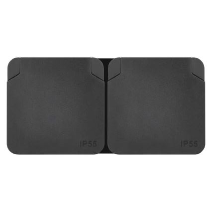 Dubbelt vägguttag för humid environment IP55