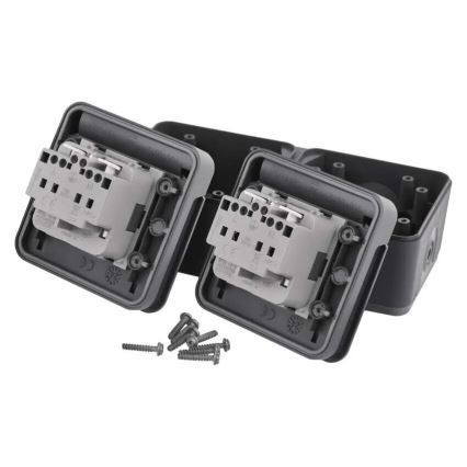 Dubbelt vägguttag för humid environment IP55