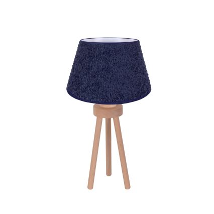 Duolla - Bordslampa BOUCLE 1xE27/15W/230V diameter 28 cm blå/trä