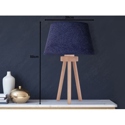 Duolla - Bordslampa BOUCLE 1xE27/15W/230V diameter 28 cm blå/trä