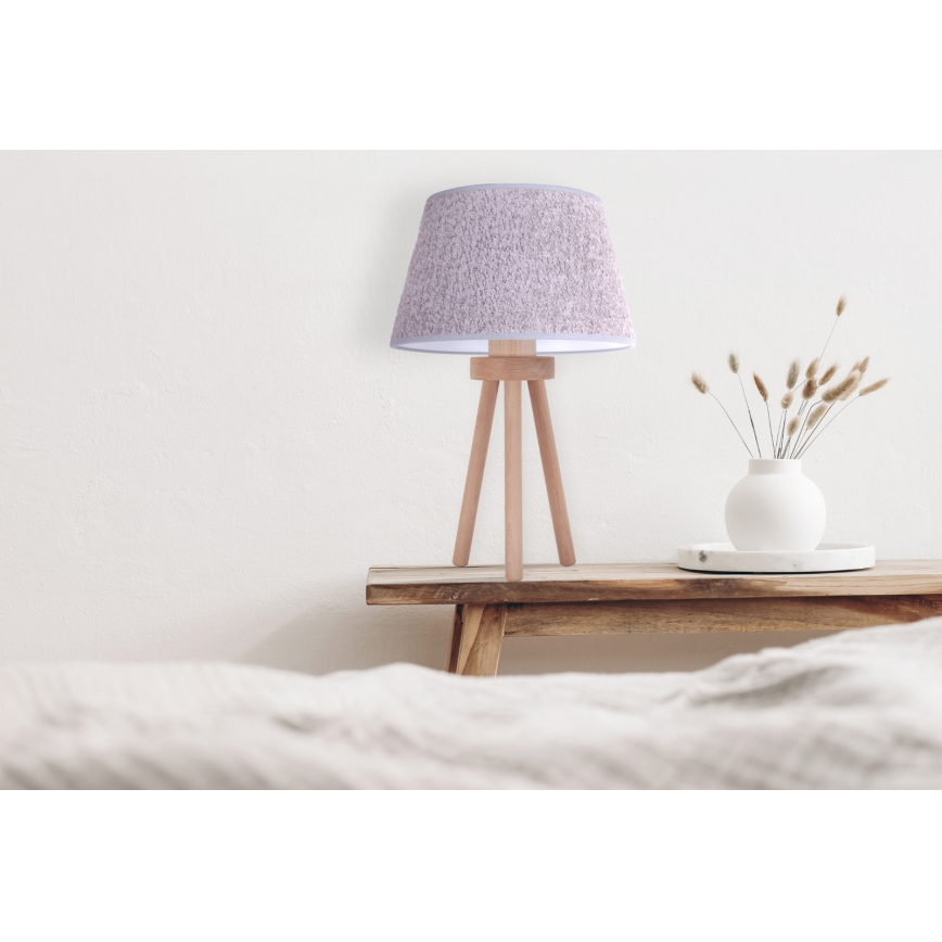 Duolla - Bordslampa BOUCLE 1xE27/15W/230V diameter 28 cm grå/trä