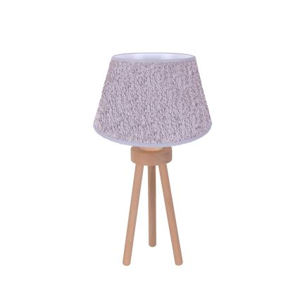 Duolla - Bordslampa BOUCLE 1xE27/15W/230V diameter 28 cm grå/trä