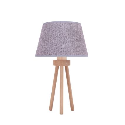 Duolla - Bordslampa BOUCLE 1xE27/15W/230V diameter 28 cm grå/trä
