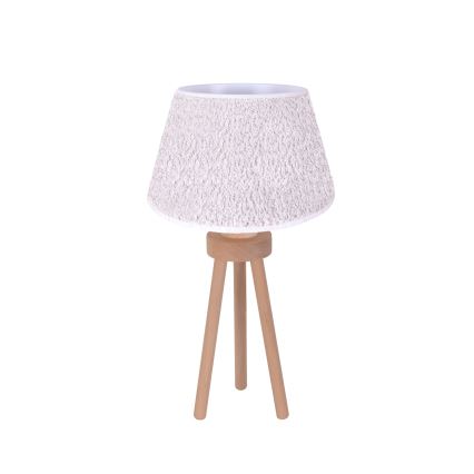 Duolla - Bordslampa BOUCLE 1xE27/15W/230V diameter 28 cm vit/trä