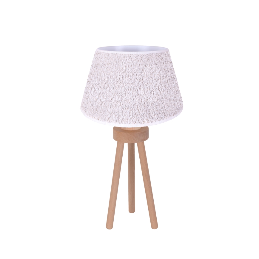 Duolla - Bordslampa BOUCLE 1xE27/15W/230V diameter 28 cm vit/trä