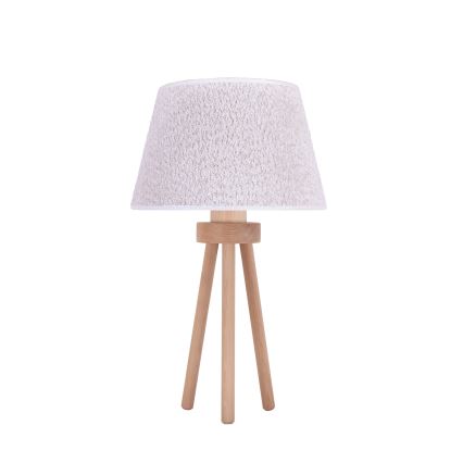 Duolla - Bordslampa BOUCLE 1xE27/15W/230V diameter 28 cm vit/trä