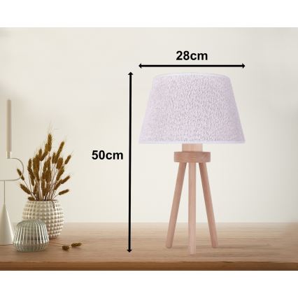 Duolla - Bordslampa BOUCLE 1xE27/15W/230V diameter 28 cm vit/trä