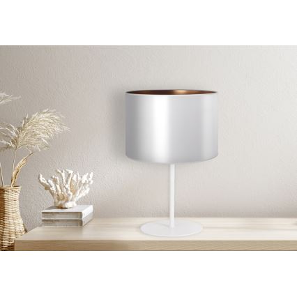 Duolla - Bordslampa CANNES 1xE14/15W/230V diameter 20 cm silver/koppar/vit