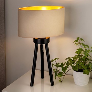 Duolla - Bordslampa OVAL VEGAN 1xE27/15W/230V diameter 30 cm grädde