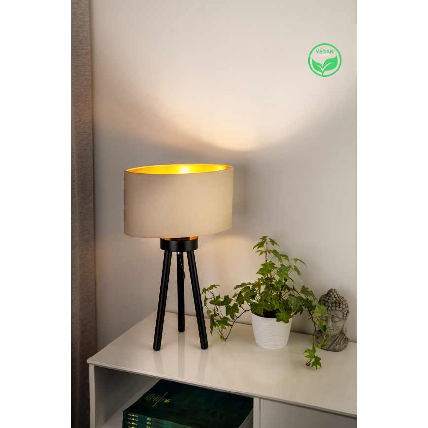 Duolla - Bordslampa OVAL VEGAN 1xE27/15W/230V diameter 30 cm grädde
