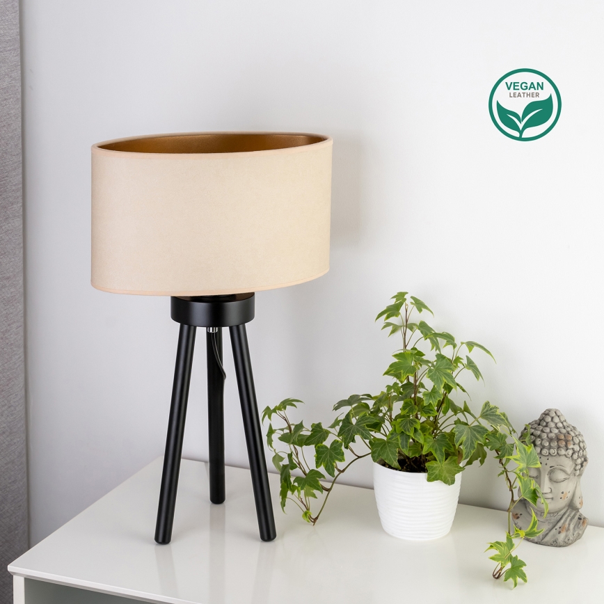 Duolla - Bordslampa OVAL VEGAN 1xE27/15W/230V diameter 30 cm grädde