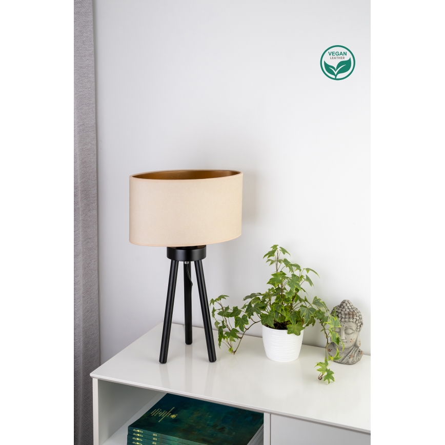 Duolla - Bordslampa OVAL VEGAN 1xE27/15W/230V diameter 30 cm grädde