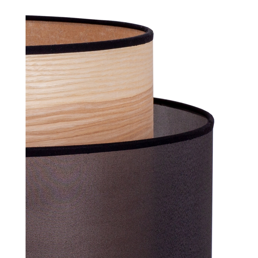 Duolla - Bordslampa WOOD BOHO 1xE27/15W/230V diameter 25 cm svart/beige