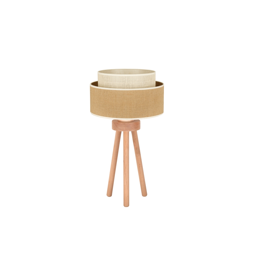 Duolla - Bordslampa YUTE BOHO 1xE27/15W/230V diameter 25 cm brun/grädde