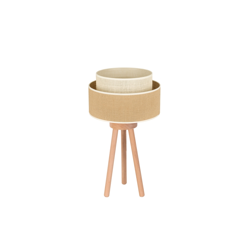 Duolla - Bordslampa YUTE BOHO 1xE27/15W/230V diameter 25 cm brun/grädde