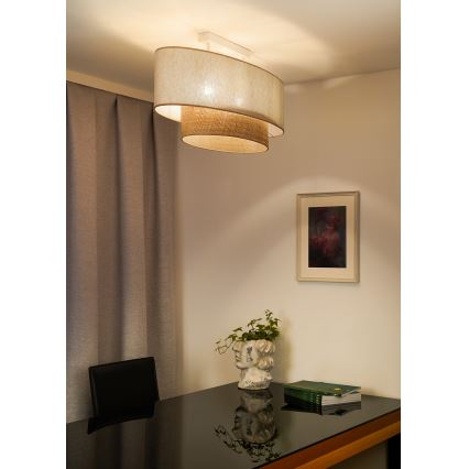 Duolla - Fäst ljuskrona DOUBLE OVAL NATURE 2xE27/15W/230V grädde/beige