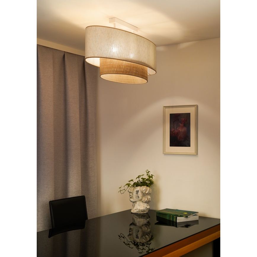 Duolla - Fäst ljuskrona DOUBLE OVAL NATURE 2xE27/15W/230V grädde/beige