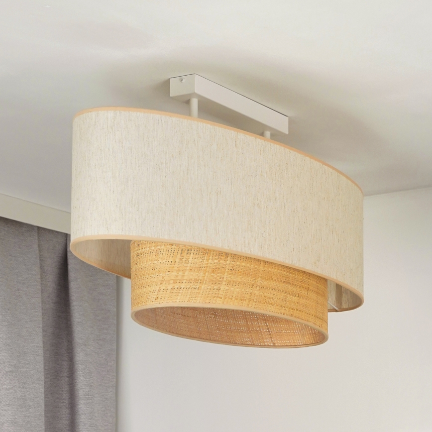 Duolla - Fäst ljuskrona DOUBLE OVAL NATURE 2xE27/15W/230V grädde/beige
